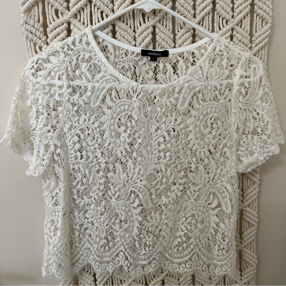 Lace White Short Sleeve Top
